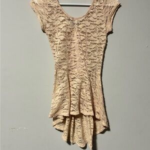 Women's Lace Peplum Blouse in Nude